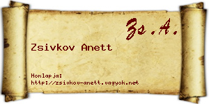 Zsivkov Anett névjegykártya